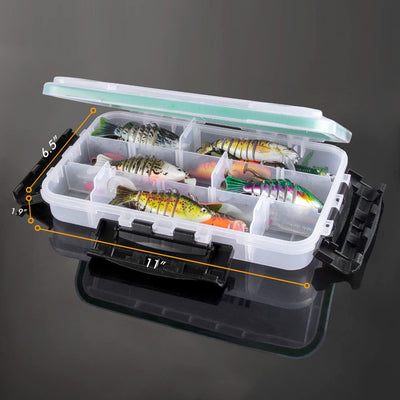Fishing Tackle Box, Waterproof 3600 and 3700 Tackle Trays, Plastic Tackle Box Organizer with Removable Dividers Storage Lure Box for Lures 1 and 4 Pack