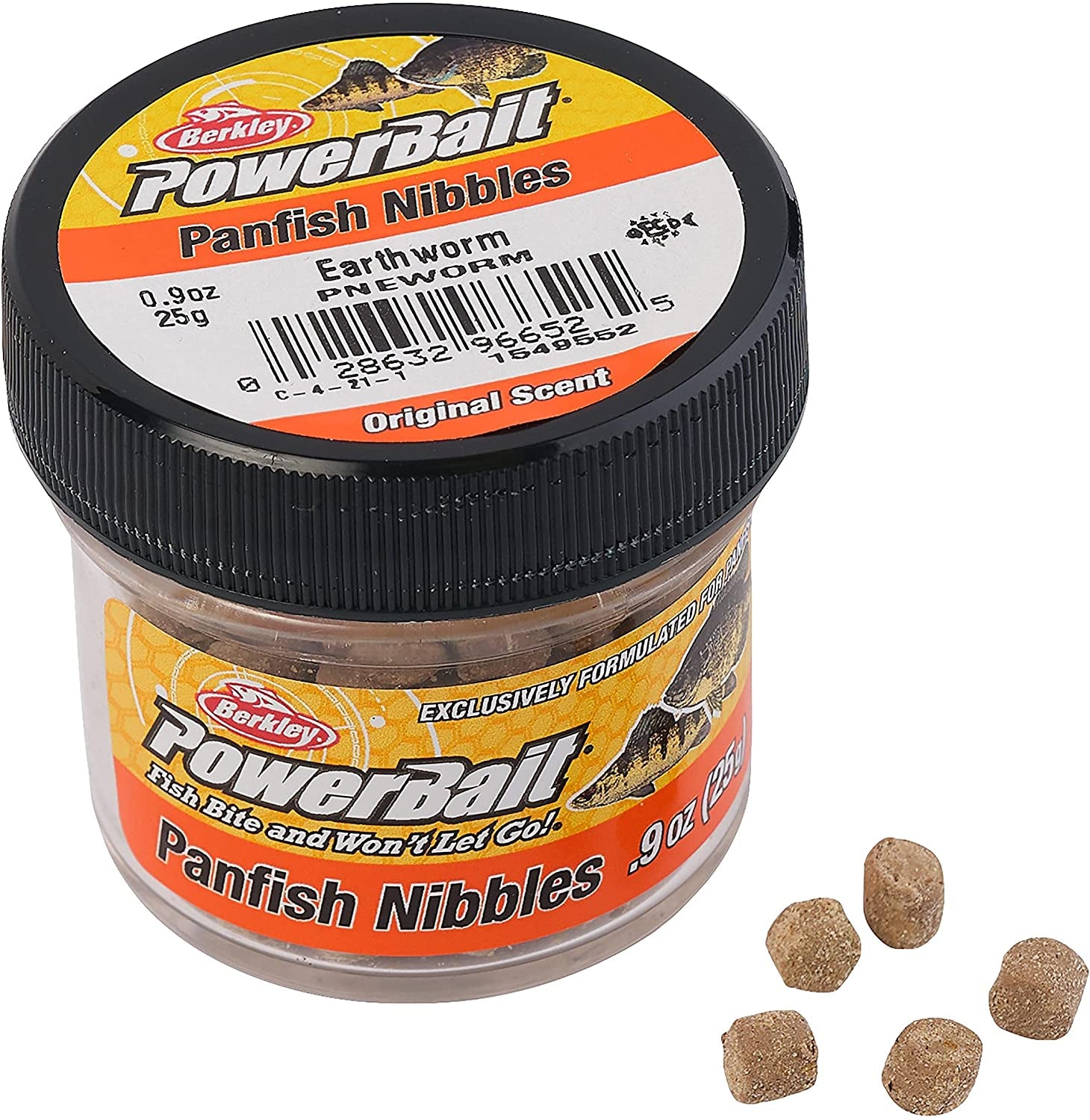 Powerbait Panfish Nibbles Fishing Soft Bait, Earthworm, Small Jar
