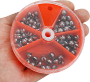 Joyiii Fishing Weights Sinkers 205Pcs/100Pcs Lead Split Shot Fishing Line Sinkers 5 Sizes Removable Egg Lead Assortment