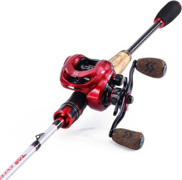 Baitcaster Combo, Fishing Rod and Reel Combo, 2-Piece Fishing Pole with Baitcasting Reel Combo Fishing Gear