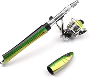 Pen Fishing Pole 55.1 Inch Mini Pocket Fishing Rod Travel Fishing Rod Set Telescopic Fishing Rod Spinning Reel Combo Kit