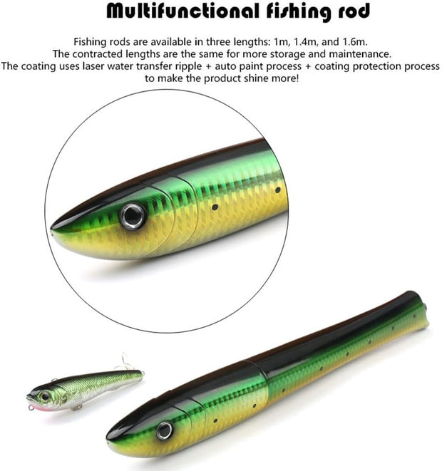 Pen Fishing Pole 55.1 Inch Mini Pocket Fishing Rod Travel Fishing Rod Set Telescopic Fishing Rod Spinning Reel Combo Kit