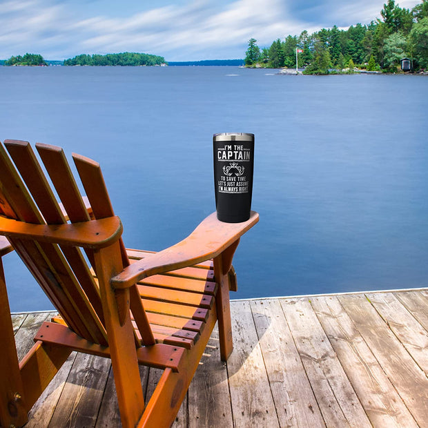 Captain Tumbler Gift - I'M the Captain & I'M Always Right Tumbler with Lid, Gifts for Men, Funny Boat Gifts, Boating Tumbler, Boat Lover Gifts, Gifts for Dad, New Boat Owner, Better Boat