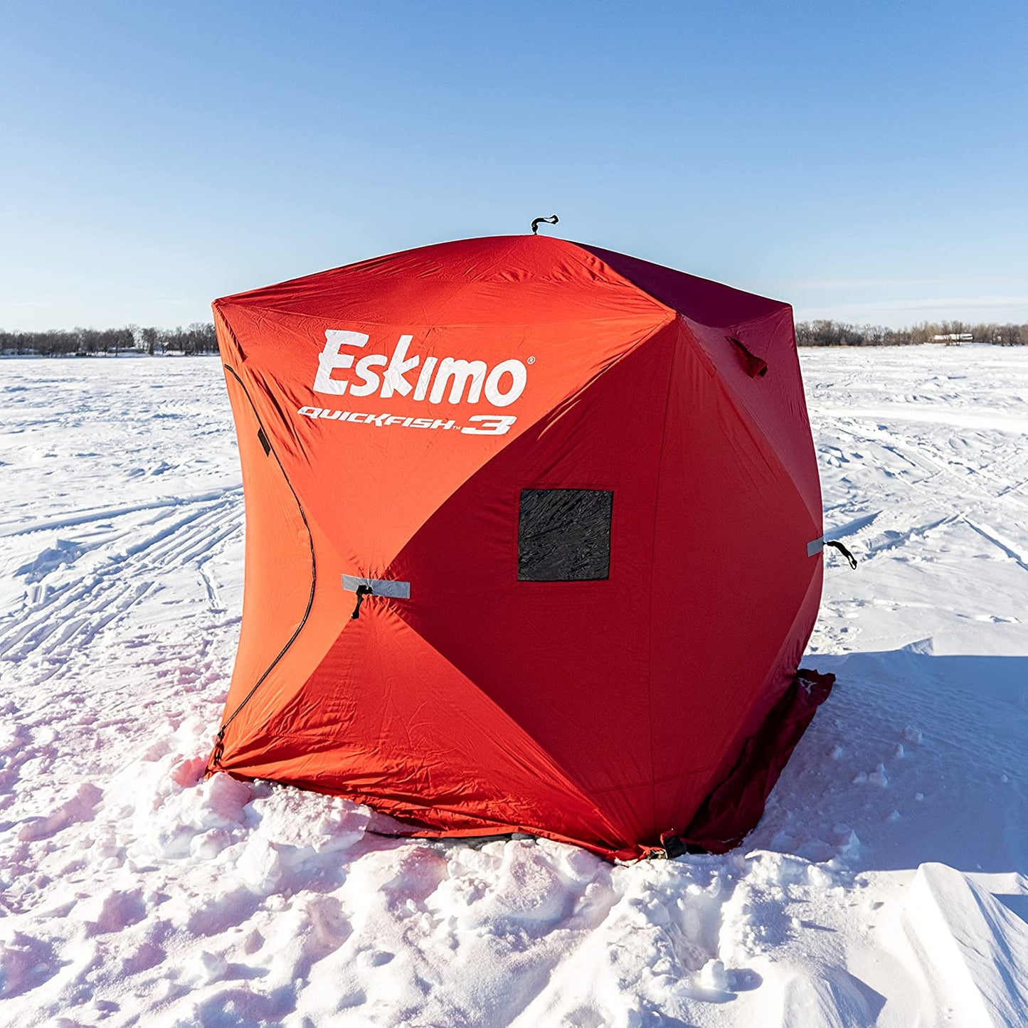 69143 Quickfish 3 Pop-Up Portable Hub-Style Ice Fishing Shelter, 34 Square Feet of Fishable Area, 3 Person Shelter