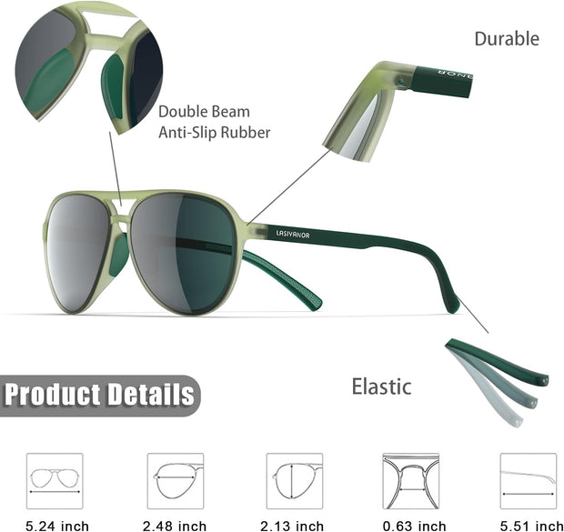 Lightweight TAC Polarized Tinted Classic Vintage Retro 70S Sunglasses, TR-90 Frame for Women Men, UV 400 Protection