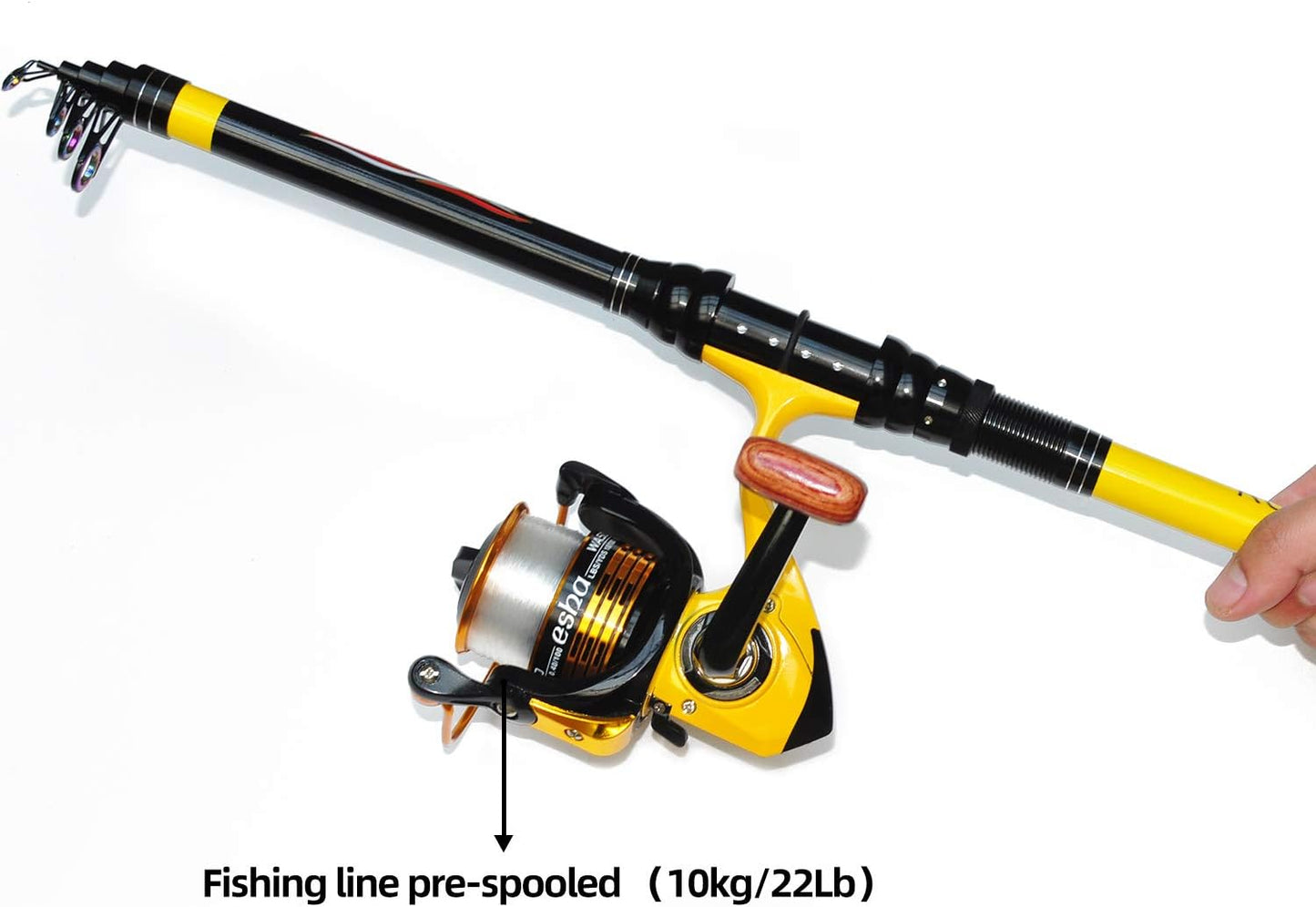 Fishing Rod and Reel Combo，Medium Heavy Poles and Reels Telescopic Rod Kits for Adults， 22Lb Line Pre-Spooled with Spining Reel for Travel Saltwater Freshwater Catfish Bass Fishing