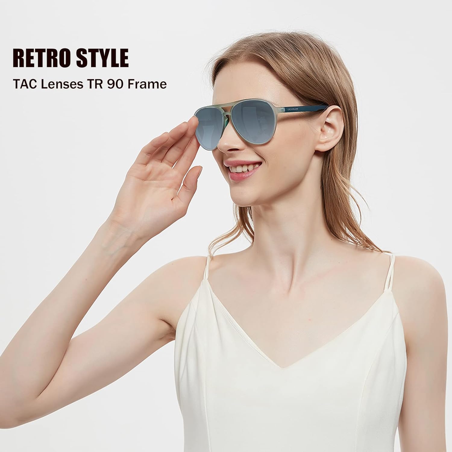 Lightweight TAC Polarized Tinted Classic Vintage Retro 70S Sunglasses, TR-90 Frame for Women Men, UV 400 Protection