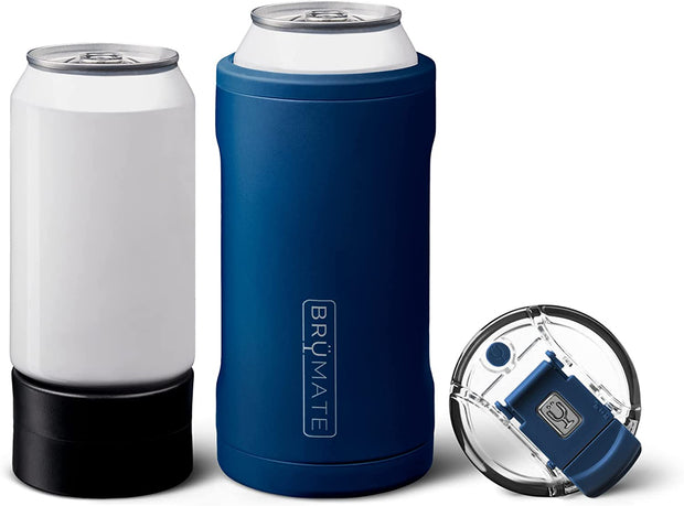 Hopsulator Trio 3-In-1 Insulated Can Cooler for 12Oz / 16Oz Cans + 100% Leak Proof Tumbler with Lid | Can Coozie Insulated for Beer, Soda, and Energy Drinks (Matte Navy)