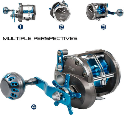 Trolling Reel Saltwater Level Wind Reels, Drag Reels Boat Fishing Ocean Fishing for Sea Bass Grouper Salmon