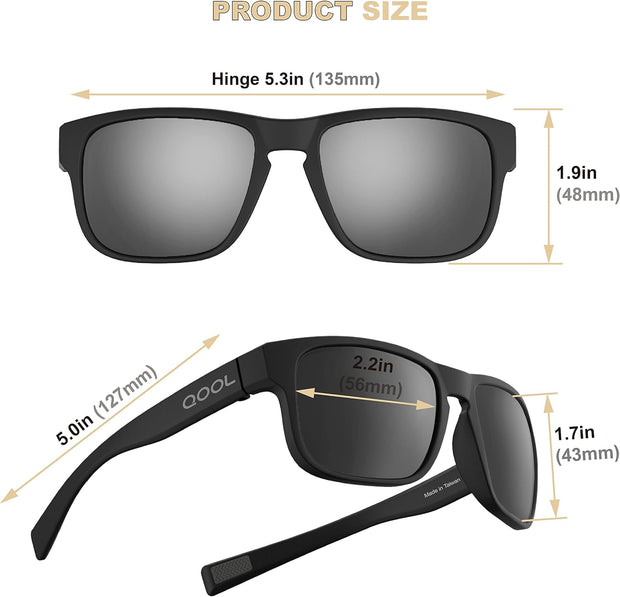 Rectangle Polarized Fishing Sunglasses for Men Women, Running Hunting Golfing Cycling Hiking Outdoors