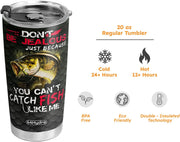 20Oz Fishing Gifts for Men, Dad, Son, Husband, Unique Birthday Gifts for Men, Valentines Day Gifts for Him - Cant Catch Fish like Me Fishing Tumbler Cup, Travel Coffee Mug with Lid