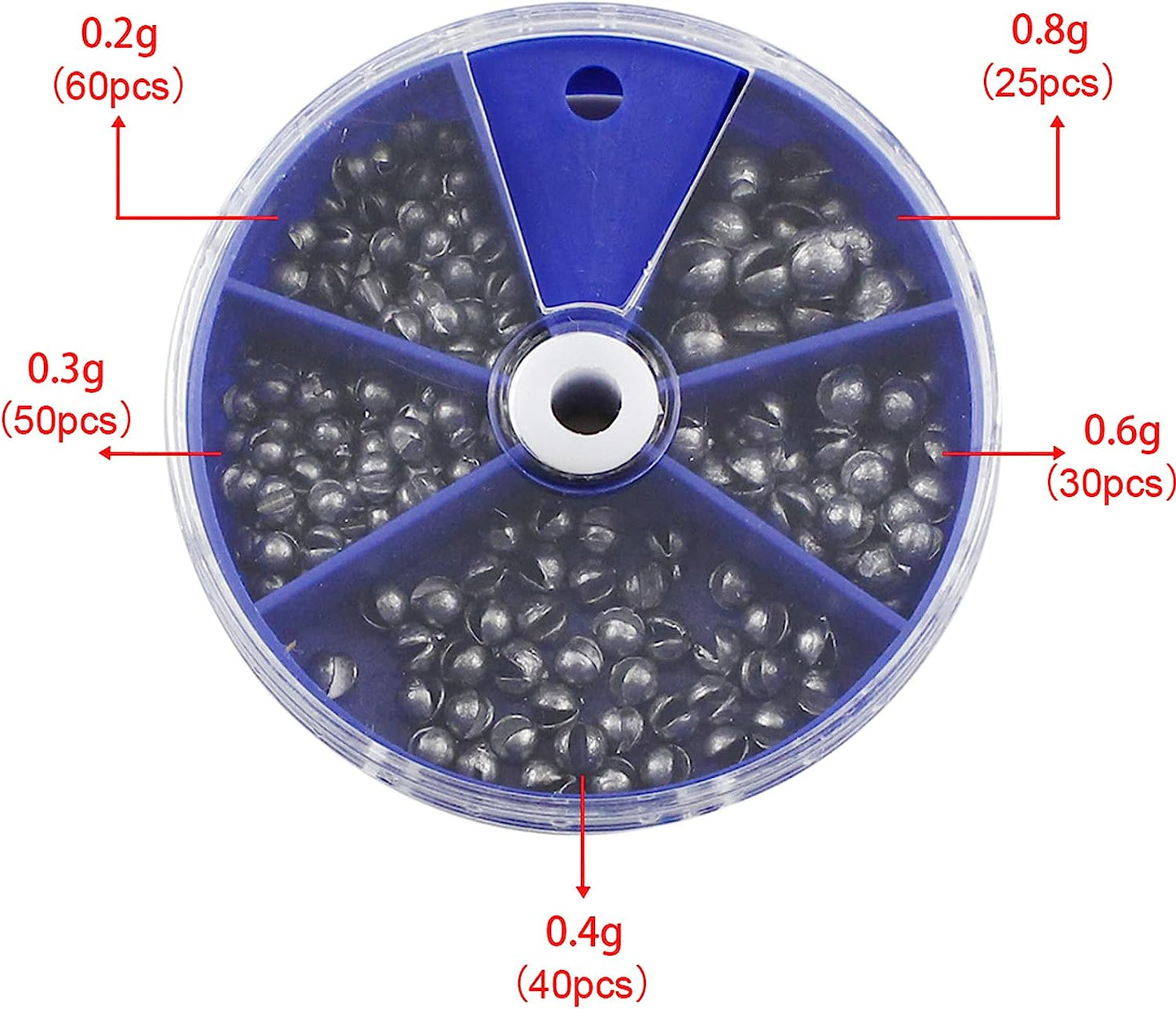 Fishing Weights Sinkers 205Pcs/100Pcs Lead Split Shot Fishing Line Sinkers 5 Sizes Removable Egg Lead Assortment