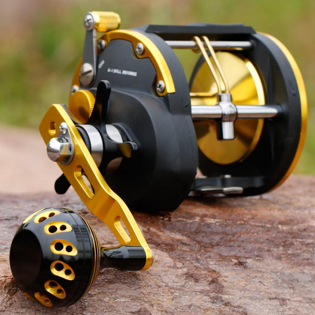 Trolling Reel Saltwater Level Wind Reels, Drag Reels Boat Fishing Ocean Fishing for Sea Bass Grouper Salmon