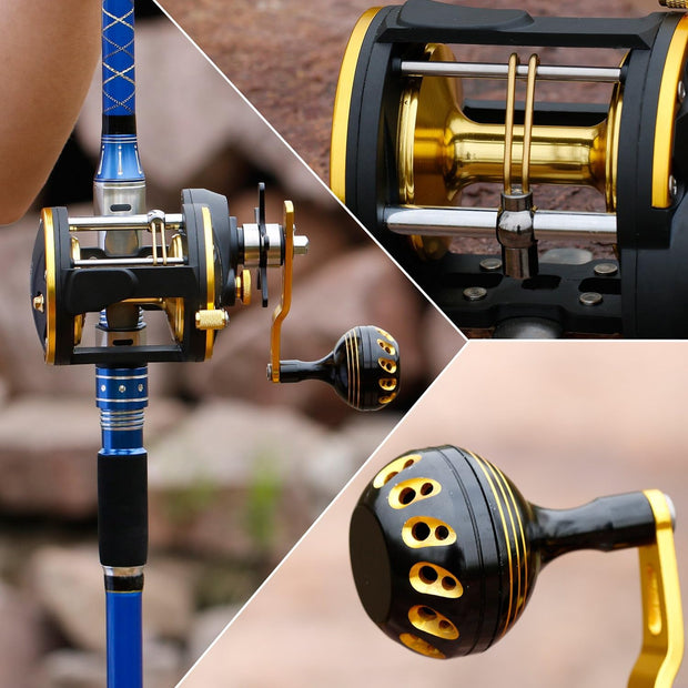 Trolling Reel Saltwater Level Wind Reels, Drag Reels Boat Fishing Ocean Fishing for Sea Bass Grouper Salmon