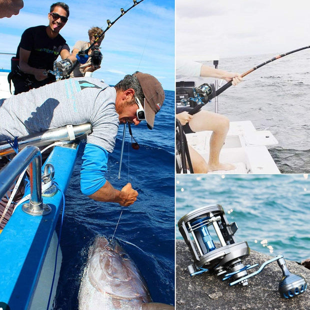 Trolling Reel Saltwater Level Wind Reels, Drag Reels Boat Fishing Ocean Fishing for Sea Bass Grouper Salmon