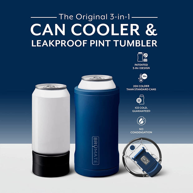 Hopsulator Trio 3-In-1 Insulated Can Cooler for 12Oz / 16Oz Cans + 100% Leak Proof Tumbler with Lid | Can Coozie Insulated for Beer, Soda, and Energy Drinks (Matte Navy)