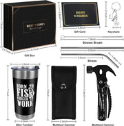 Fishing Gifts for Men, Dad, Husband - Gifts for Dad from Daughter Son Kids - Fathers Day Birthday Christmas Gifts - All in One Hammer Multitool Tumbler Set