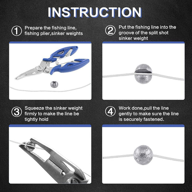 Fishing Weights Sinkers Kit, 100Pcs round Split Shot Sinker, Fishing Weights Egg Sinkers 5 Sizes, 7/1000 Oz, 17/1000 Oz, 7/200 Oz, 1/20 Oz, 7/100 Oz, Plastic Box Pack 3.8 X 1.9 X 0.7 Inch