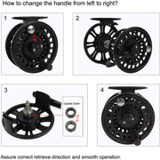 HVCE Graphite Fly Reel Center Drag System Classic III Graphite Large Arbor Sizes 3/4, 5/6, 7/8 Fly Fishing Reels