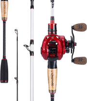 Baitcaster Combo, Fishing Rod and Reel Combo, 2-Piece Fishing Pole with Baitcasting Reel Combo Fishing Gear