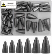 50Pcs Fishing Sinkers Weights Kit Worm Fishing Sinker Weight Bullet Lead Sinkers Fishing Set
