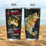 20Oz Fishing Gifts for Men, Dad, Son, Husband, Unique Birthday Gifts for Men, Valentines Day Gifts for Him - Cant Catch Fish like Me Fishing Tumbler Cup, Travel Coffee Mug with Lid