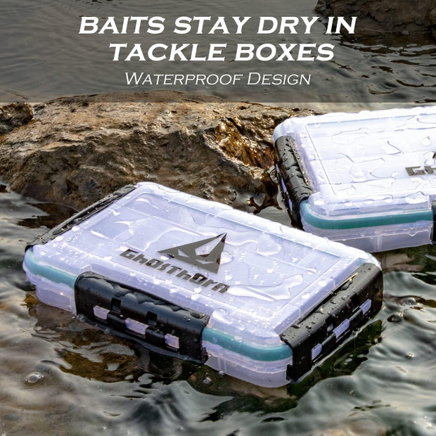 Fishing Tackle Box, Waterproof 3600 and 3700 Tackle Trays, Plastic Tackle Box Organizer with Removable Dividers Storage Lure Box for Lures 1 and 4 Pack