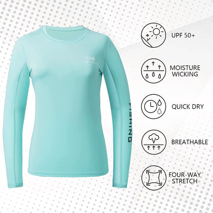 Women’S UPF 50+ UV Sun Protection Long Sleeve Shirts Quick Dry T-Shirt for Fishing Hiking Kayaking