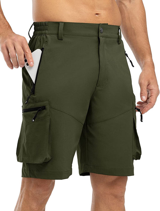 Men'S Hiking Cargo Shorts Lightweight Quick Dry Running Outdoor Work Short for Travel Camping Fishing Zip Pockets