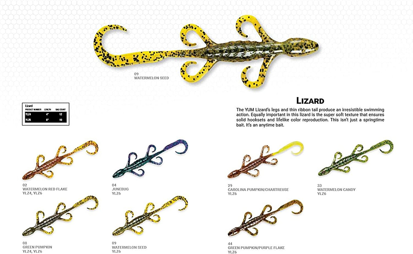 Lizard Ultimate Finesse Lizard Soft Plastic Swim-Bait Bass Fishing Lure with Curly Legs and Tail